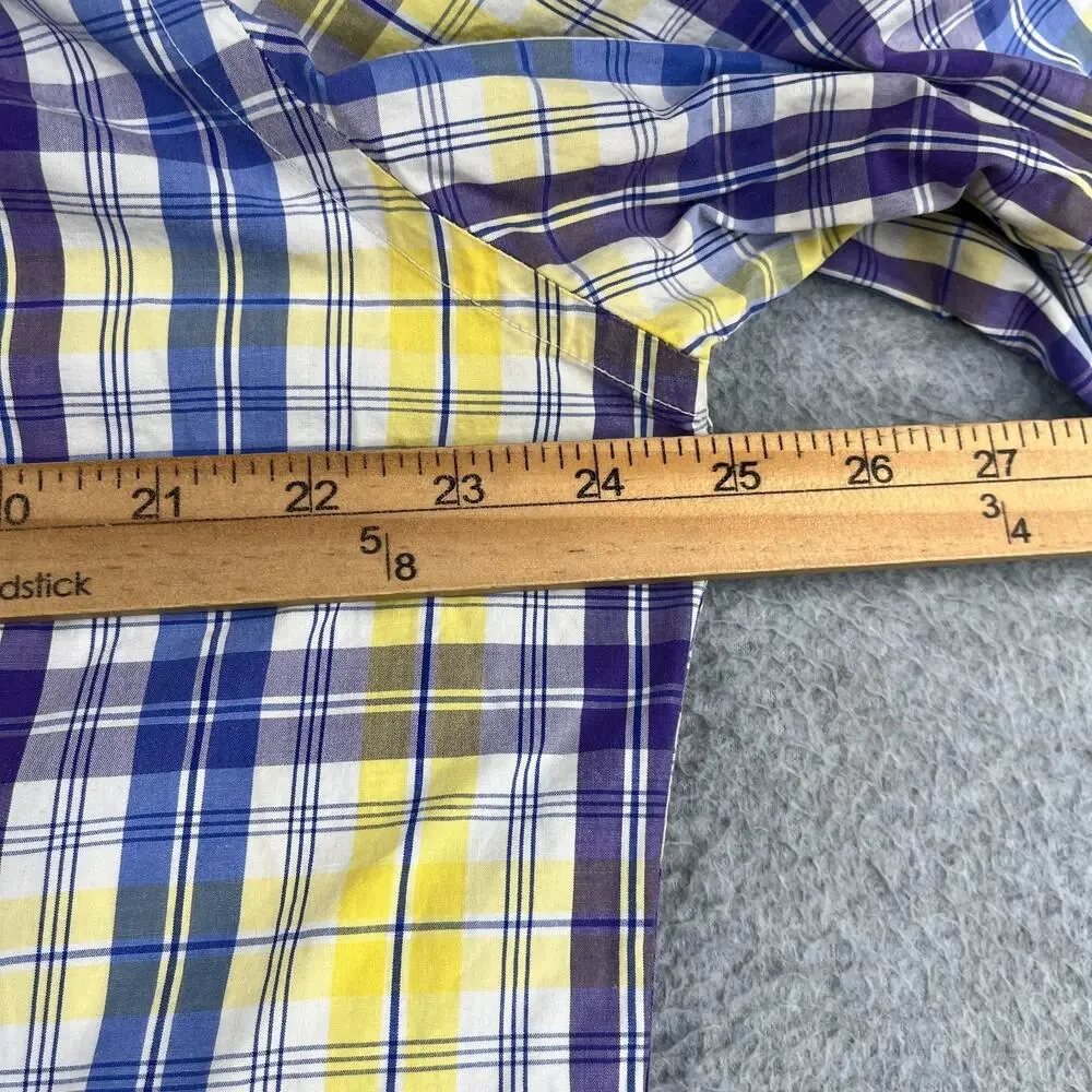 Banana Republic Shirt Slim Plaid Colorful Button Up Long Sleeve Mens XL *SEE